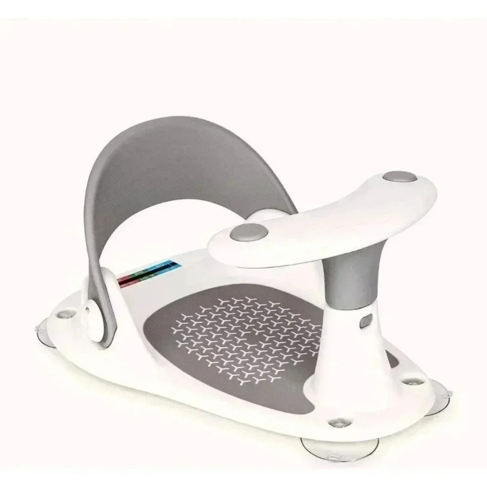 Baby bath seat with thermostat gauge